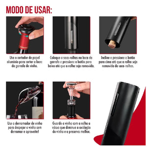 Sacacorchos Eléctrico Profesional para Vino - Set de Regalo 4 en 1 con